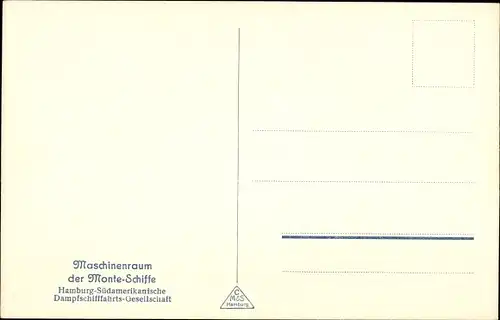 Ak HSDG Passagierschiff MS Monte, Maschinenraum, Innenansicht