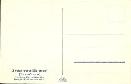 Ak HSDG Passagierschiff MS Monte, Dampfer, Zweischrauben-Motorschiff