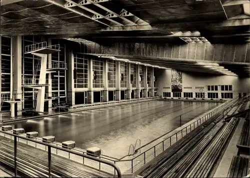 Ak Magdeburg, Elbe Schwimmhalle, Sprungturm