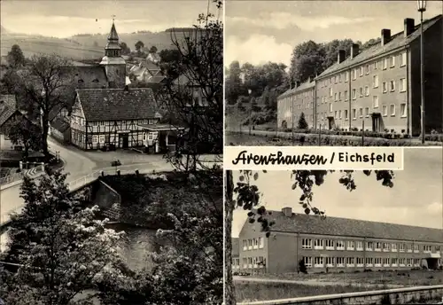 Ak Arenshausen Eichsfeld Thüringen, Neuer Wohnblock, Polytechnische Oberschule, Tankstelle