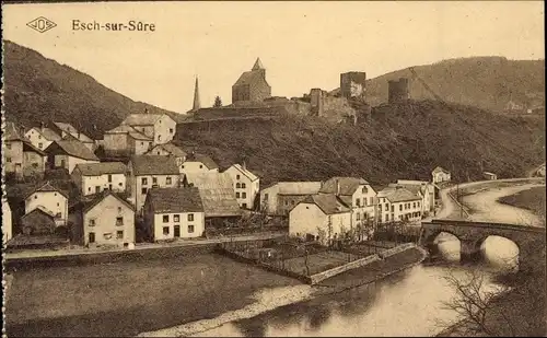 Ak Esch sur Sure Esch an der Sauer Luxemburg, Ortspartie, Brücke