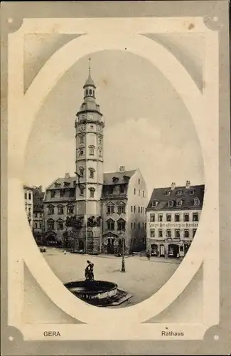 Präge Passepartout Ak Gera in Thüringen, Blick auf das Rathaus, Glashandlung von Anton Schmutzler
