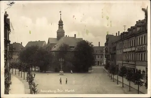 Ak Ronneburg in Thüringen, Markt mit Café Central