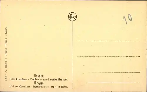 Ak Bruges Brügge Flandern Westflandern, Hotel Gruuthuse, Vestibule et grand escalier (1re vue)