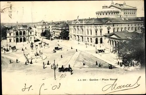 Ak Genève Genf Stadt, Blick auf den Platz, Place Neuve