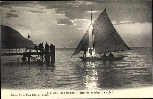 Ak Genf Kanton Schweiz, Barque du Lac Leman, Abendstimmung