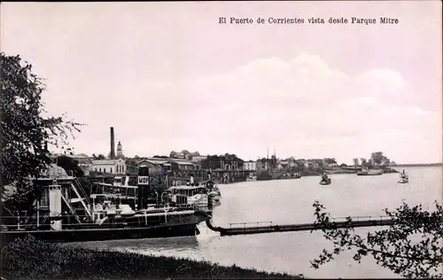 Ak Corrientes Argentinien, El Puerto vista dese Parque Mitre