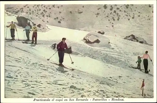 Ak Mendoza Argentinien, Practicando el esqui en San Bernardo, Porterillos
