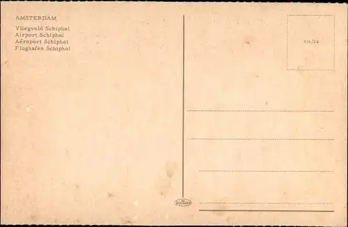 Ak Amsterdam Nordholland Niederlande, Flughafen Schiphol, Passagierflugzeug KLM Royal Dutch Airl.