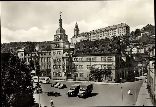 Ak Rudolstadt in Thüringen, Tanz und Musikfest, Platz mit Rathaus, Schloss, Bus, Lastwagen