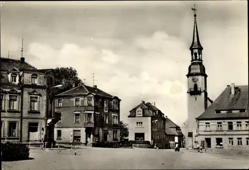 Ak Siebenlehn Großschirma in Sachsen, Straßenpartie, Kirche