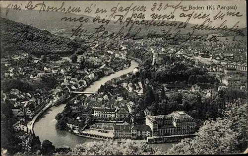 Postkarte Baden Kanton Aargau Schweiz, Panorama