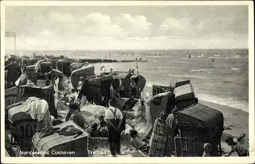 Ak Nordseebad Cuxhaven, Freibad, Badegäste, Strandkörbe