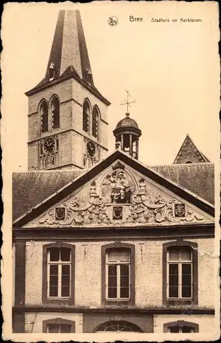 Ak Bree Flandern Limburg, Stadhuis und Kerktoren