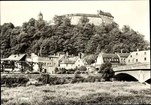 Ak Greiz im Vogtland, Ortsansicht, Burg, Brücke