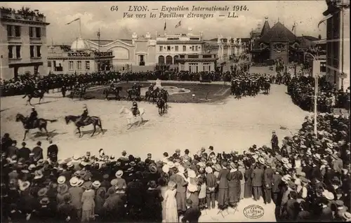 Ak Lyon Rhône, Internationale Ausstellung 1914, Blick auf die Auslandspavillons