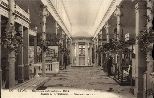Ak Lyon Rhône, Internationale Ausstellung 1914, Wohnungsabteilung, Innenbereich