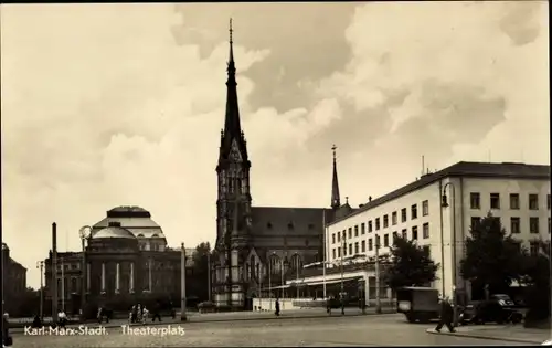 Ak Karl Marx Stadt Chemnitz in Sachsen, Theaterplatz