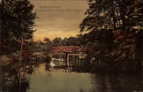 Ak Burgsteinfurt Steinfurt im Münsterland, Knüppelbrücke im Fürstl. Park, Bagno