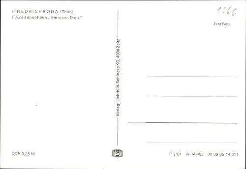Ak Friedrichroda im Thüringer Wald, FDGB Erholungsheim Hermann Danz