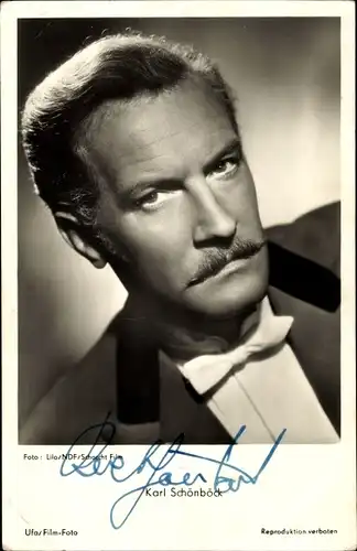 Ak Schauspieler Karl Schönböck, Portrait, Autogramm