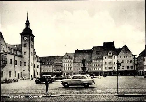 Ak Freiberg in Sachsen, Obermarkt mit Rathaus