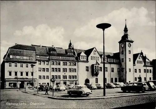 Ak Freiberg in Sachsen, Obermarkt, Autos