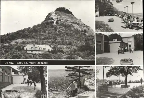 Ak Jena in Thüringen, Terrassencafe, Berg, Panorama vom Ort