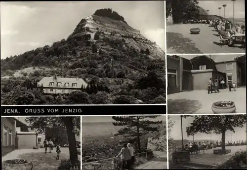 Ak Jena in Thüringen, Terrassencafe, Berg, Panorama vom Ort