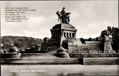 Ak Koblenz am Rhein, Denkmal Kaiser Wilhelm I.