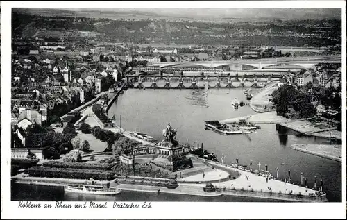 Ak Koblenz am Rhein, Mosel, Deutsches Eck, Panorama