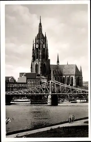 Ak Frankfurt am Main, Dom, Brücke, Schiffe
