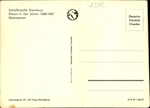 Ak Eisenberg in Thüringen, Schlosskapelle Eisenberg, Südemporen, Innenansicht