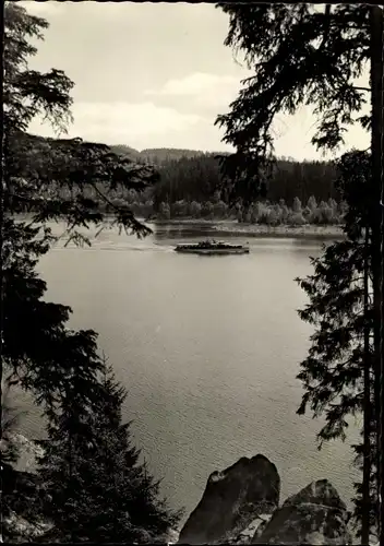 Ak Saalburg in Thüringen, Blick vom Totenfels, Schiff