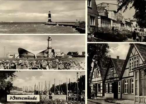Ak Ostseebad Warnemünde Rostock, Mole, Konsum-Gaststätte Teepott, Leuchtturm, Alter Strom