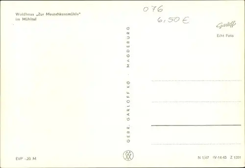 Ak Weißenborn Holzland Thüringen, Mühltal, Waldhaus Zur Meuschkensmühle