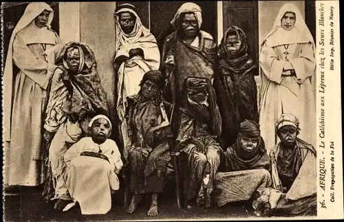 Ak Afrique, Katechismus zur Lepra bei den Weißen Schwestern