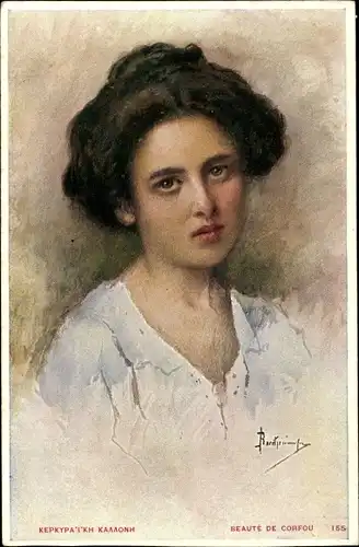 Künstler Ak Korfu Griechenland, Frauenportrait
