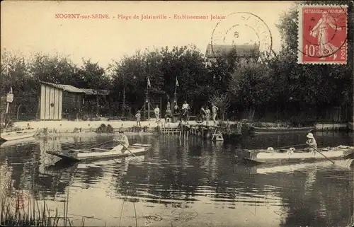 Ak Nogent sur Seine Aube, Jolainville Beach, Niederlassung Jolain