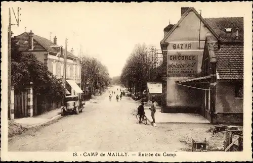 Ak Mailly le Camp Aube, Eingang zum Camp, Bazar Chicoree