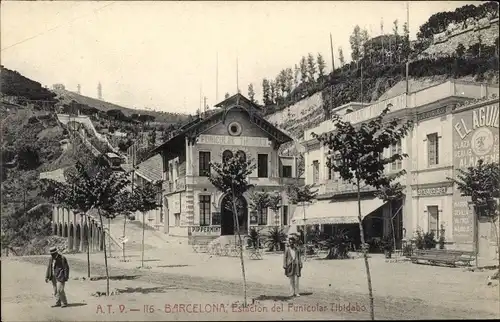 Ak Barcelona Katalonien, Estacion del Funicular Tibidabo