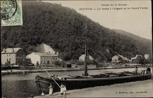 Postkarte Nouzon Nouzonville Ardennen, La Roche a l&#39;Argent und Grand Terne, Maastal