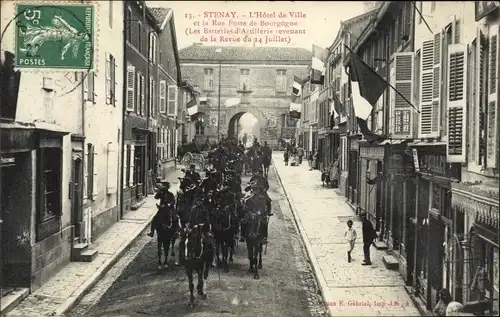 Ak Stenay Lorraine Meuse, Rathaus und Rue Porte de Bourgogne