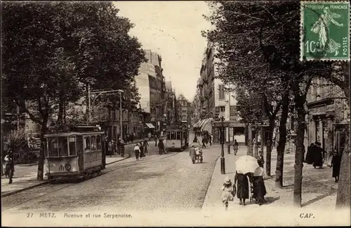 Ak Metz-Moselle, Avenue und Rue Serpenoise