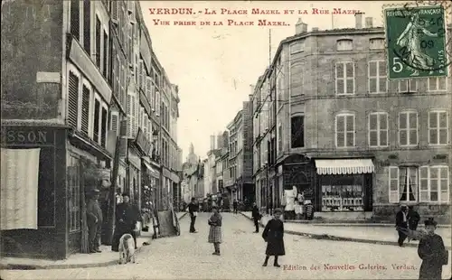 Ak Verdun-Meuse, Place Mazel, Rue Mazel