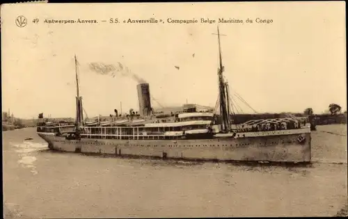 Ak Antwerpen Anvers Flandern, Dampfer SS Anversville, Belgian Line