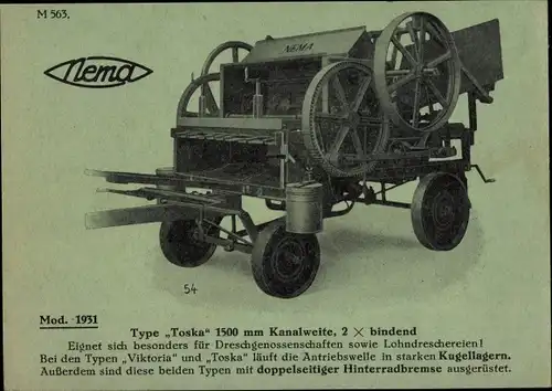 Ak Nema Hochleistungs Patent Strohpresse Type Toska, Netzschkauer Maschinenfabrik, Franz Stark