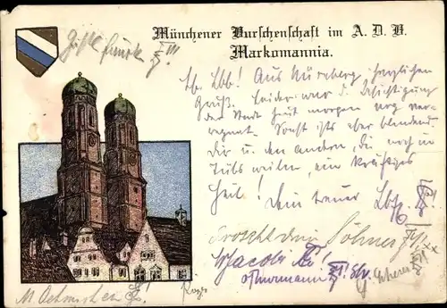 Studentika Ak München Bayern, Münchener Burschenschaft im ADB Markomania, Frauenkirche