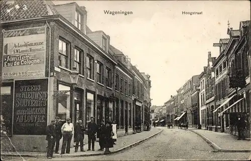 Ak Wageningen Gelderland Niederlande, Hoogstraat, Plakatwerbung