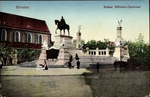 Ak Wrocław Breslau Schlesien, Kaiser Wilhelm Denkmal